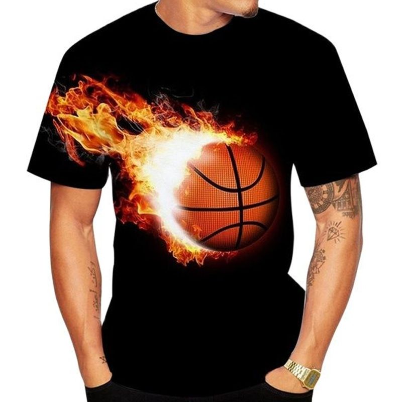 Modisches 3D-gedrucktes Basketball-Held-T-Shirt mit trendigen Kurzarm-Sommerbekleidung für Herren_voghion.com