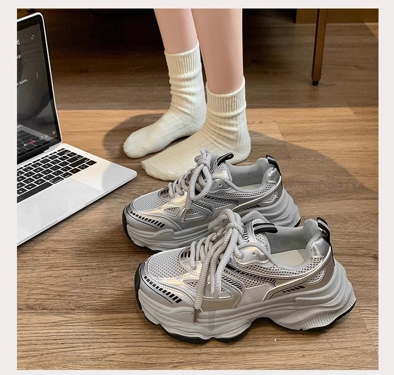 Dames fluwelen dikke sneakers, zwarte platform casual schoenen, dikke zool, hoogteverhogende sneakers voor wandelen en sporten_voghion.com