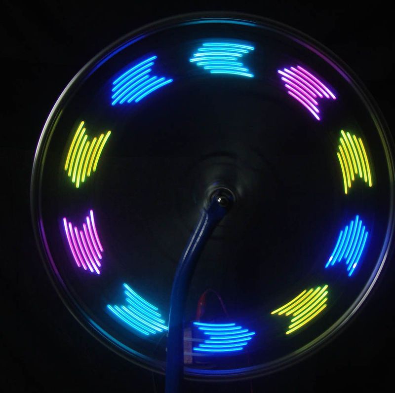 Mountainbike-Speichen-LED-Feuerrad, mehrfarbiges Muster, doppelseitiger Stahldraht, Vibrationssensor, Doppelsensor, Farblicht_voghion.com