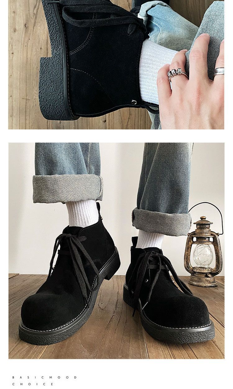 2025 Herbst Neue Echtes Leder Martin Kuh Wildleder Chunky Derby Schuhe männer Arbeit Kurze Stiefel_voghion.com