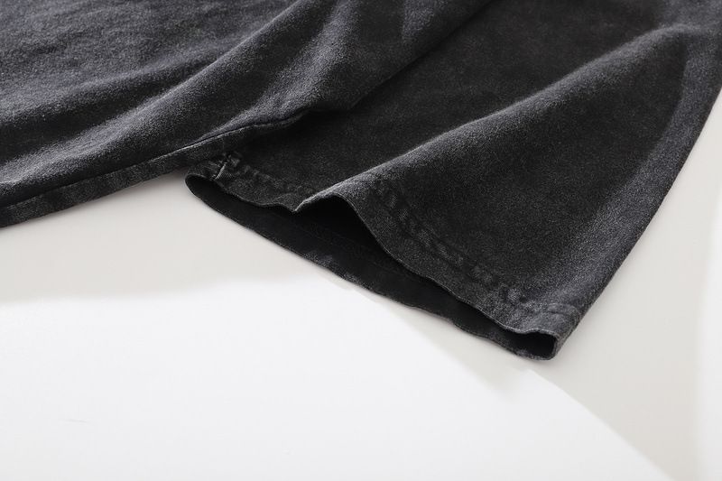 Erkek Giyim Sokak Modası Kısa Kollu Tişört Retro Bant Doğrudan Sprey Baskı Yıkanmış Ağır Pamuklu Vintage Tişört_voghion.com