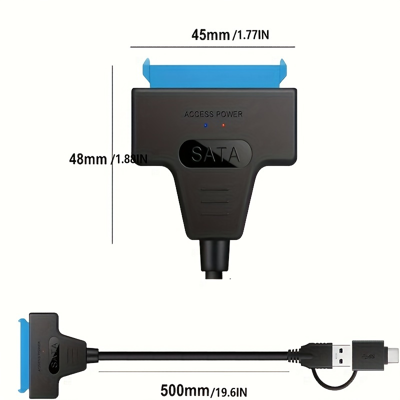 SATA-zu-USB-3.0/2.0-Kabel mit bis zu 6 Gbit/s für externe 2,5-Zoll-HDD-SSD-Festplatten, SATA 3 22-Pin-Adapter USB 3.0 zu SATA III-Kabel_voghion.com