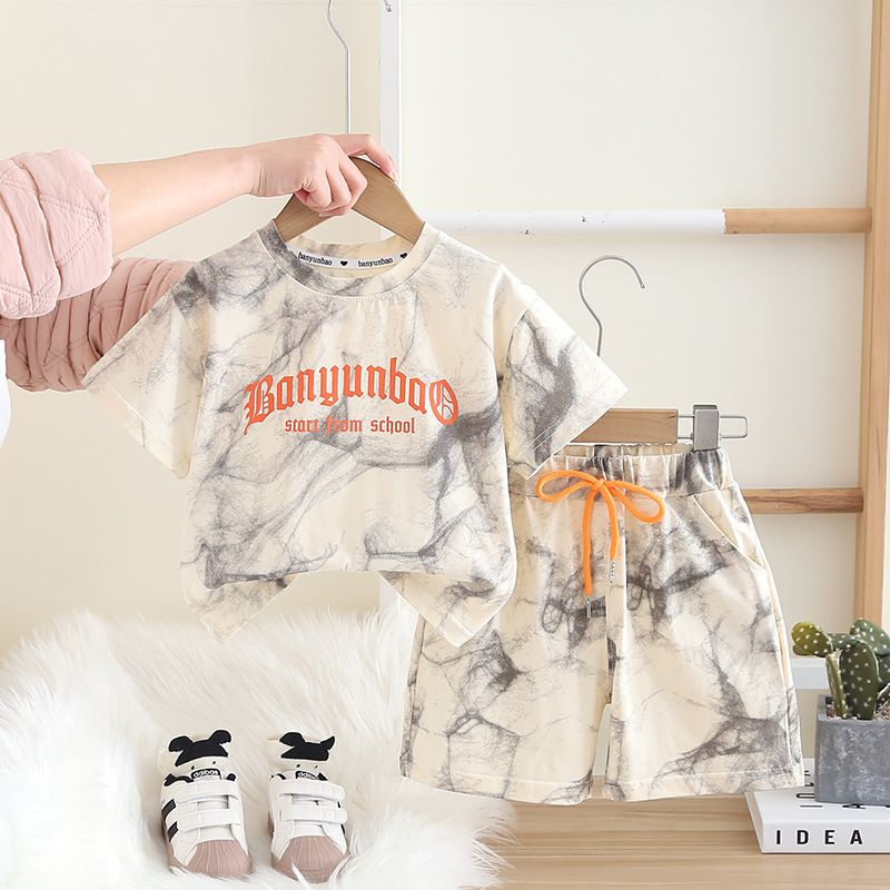 Ropa para niños, trajes de verano para niños, ropa de verano para bebés, trajes de dos piezas de manga corta y estilo urbano._voghion.com