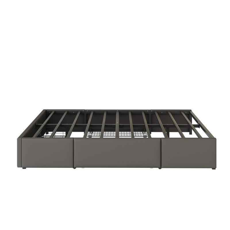 Bettgestell 160x200cm Con Schubladen, LED, Metalllatten, Grau_voghion.com