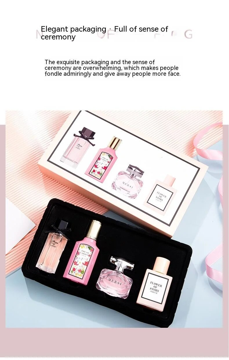 2024 Neues Parfüm für Damen, vierteiliger Blumen-blühender Geschenkbox-Duft, frischer und anhaltender Duft_voghion.com
