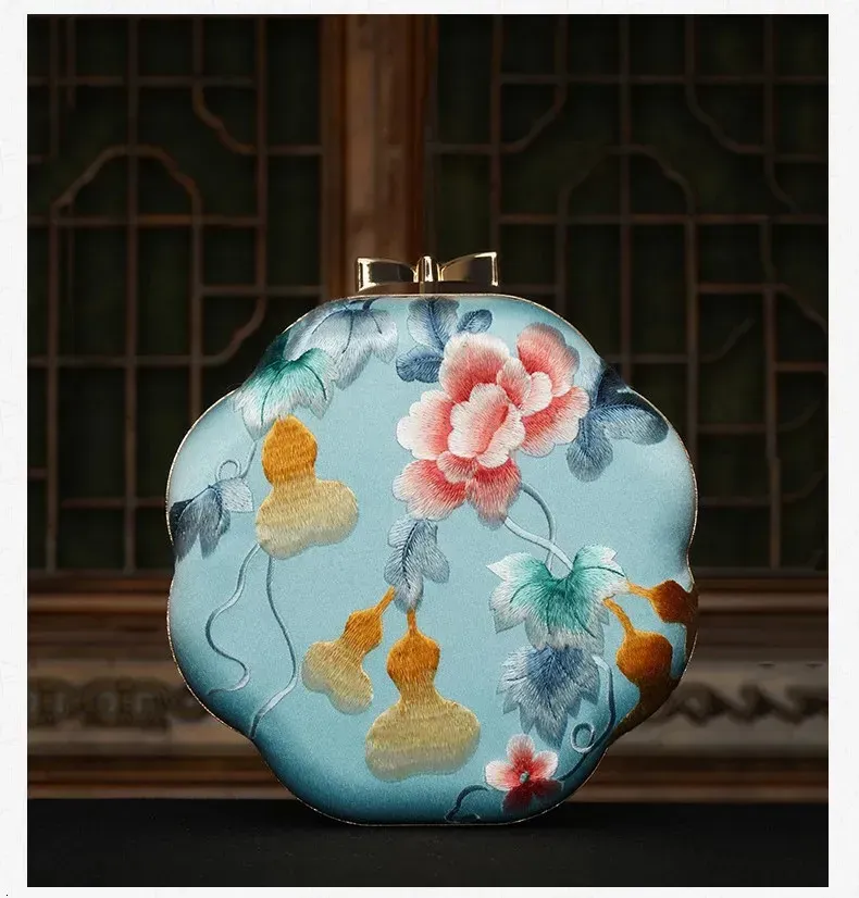 Borsa a tracolla piccola in tessuto di seta e poliestere ricamata, adatta per abbinare Cheongsam, mini borsa da donna 250624_voghion.com