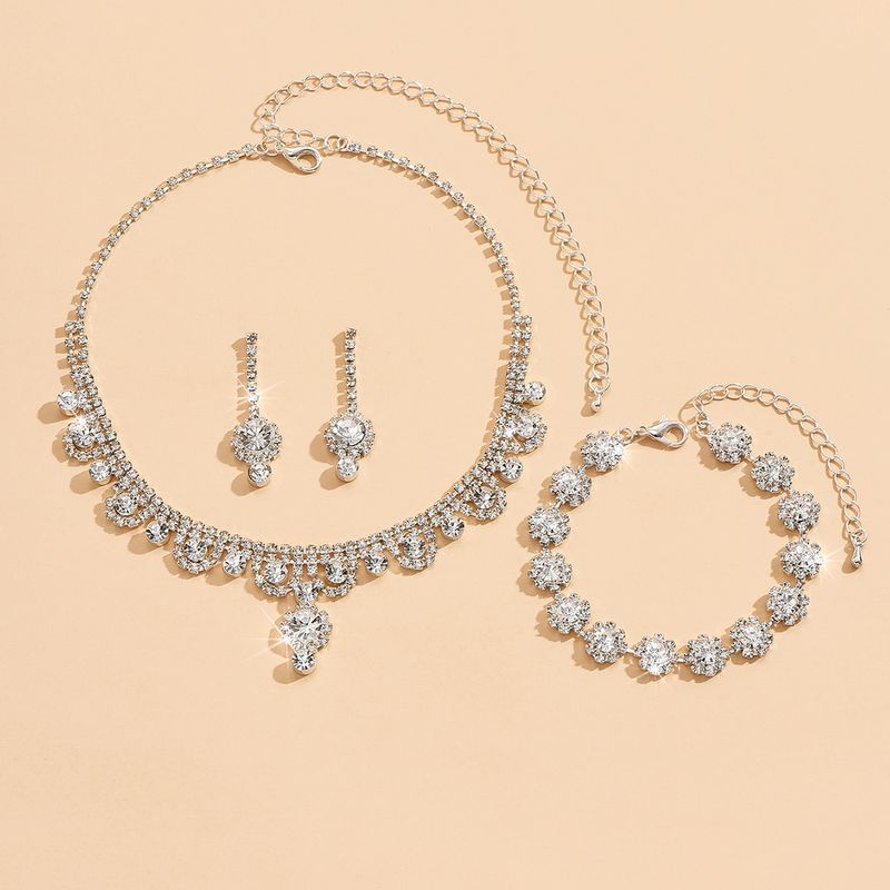 Gioielli unisex Moda matrimonio acqua diamante collana orecchini set luce classico gioielli fiori set di gioielli da sposa_voghion.com