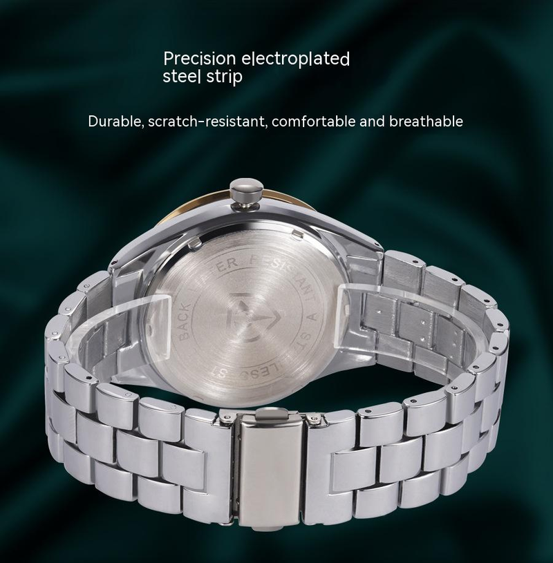 Uhr Modemarke Herrenuhr Wasserdicht Doppelkalender Stahlband Herrenuhr Live c0804_voghion.com