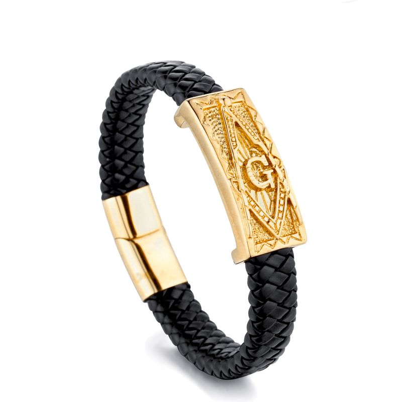 New Men's Trend Cool Leather G Bracelet Accessories Stylish Simple Temperament Wrapped Hand Rope Commuter Vacation Daily_voghion.com