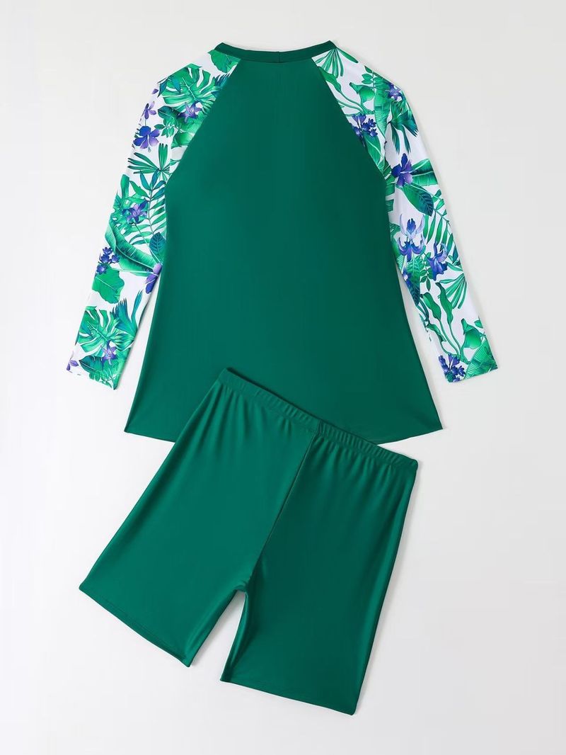 2025 New Sexy Plus Size High Waist Two-Piece Long Sleeve Women's Swimsuit_voghion.com