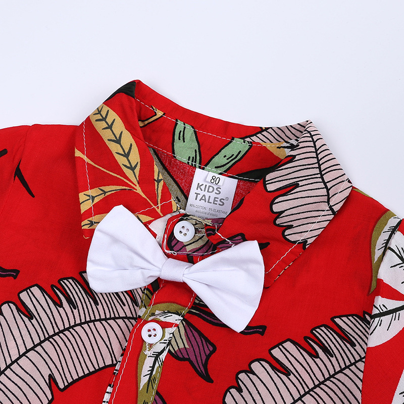 Mother&Kids Completo estivo per bambini Camicia a maniche corte stampata per ragazzi Set di due pezzi_voghion.com