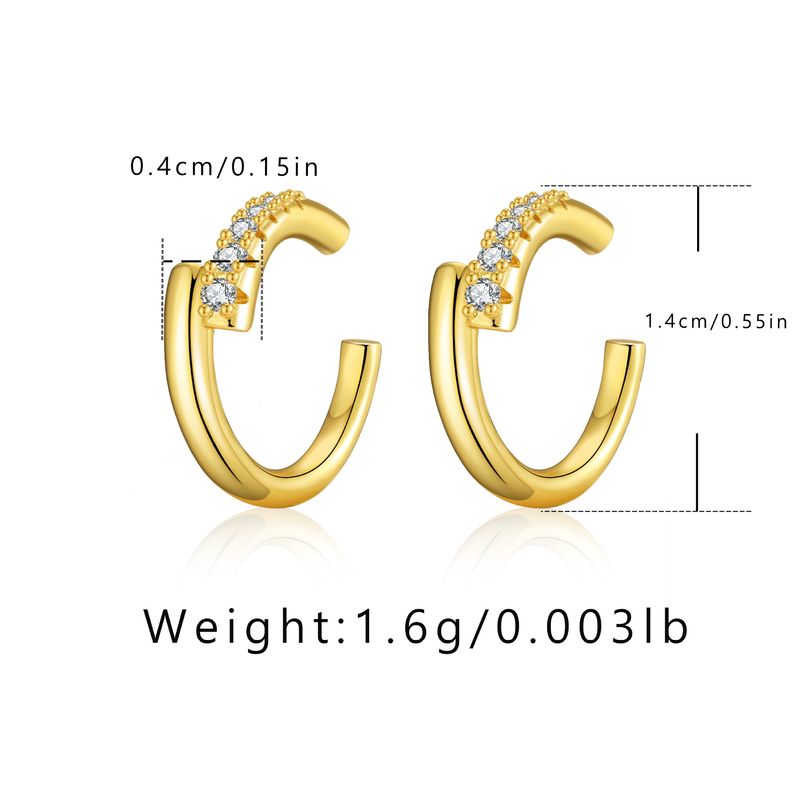 Clip per orecchio in metallo retrò francese per orecchie non forate, placcata in rame con vero oro K, clip per orecchio a forma di C semplice, compatta e di alta qualità_voghion.com