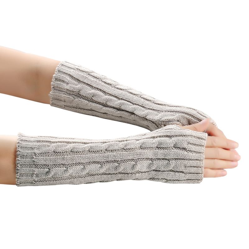 Unisex Twist 8-stellige Handschuhe Herren und Damen gleiche Wolle fingerlose Manschette gestrickt warm mittellang_voghion.com
