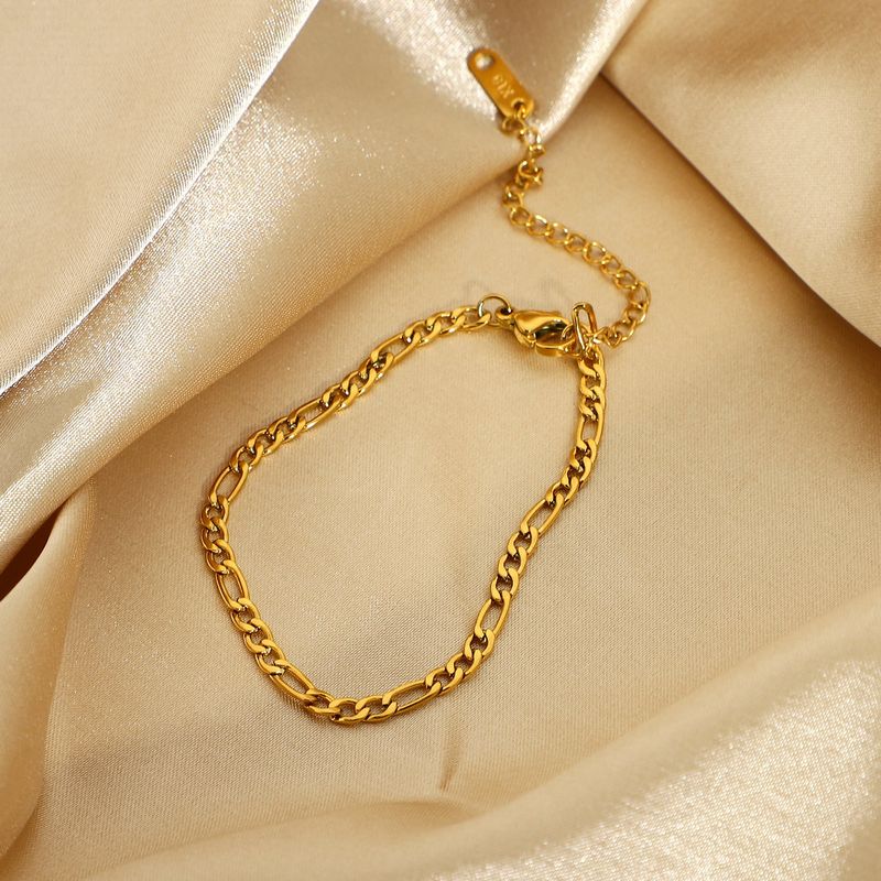 Trendy Figaro Fashion Galvanisierter Schmuck Vergoldeter Edelstahl Dünn Gestapeltes Kettenarmband Für Damen_voghion.com