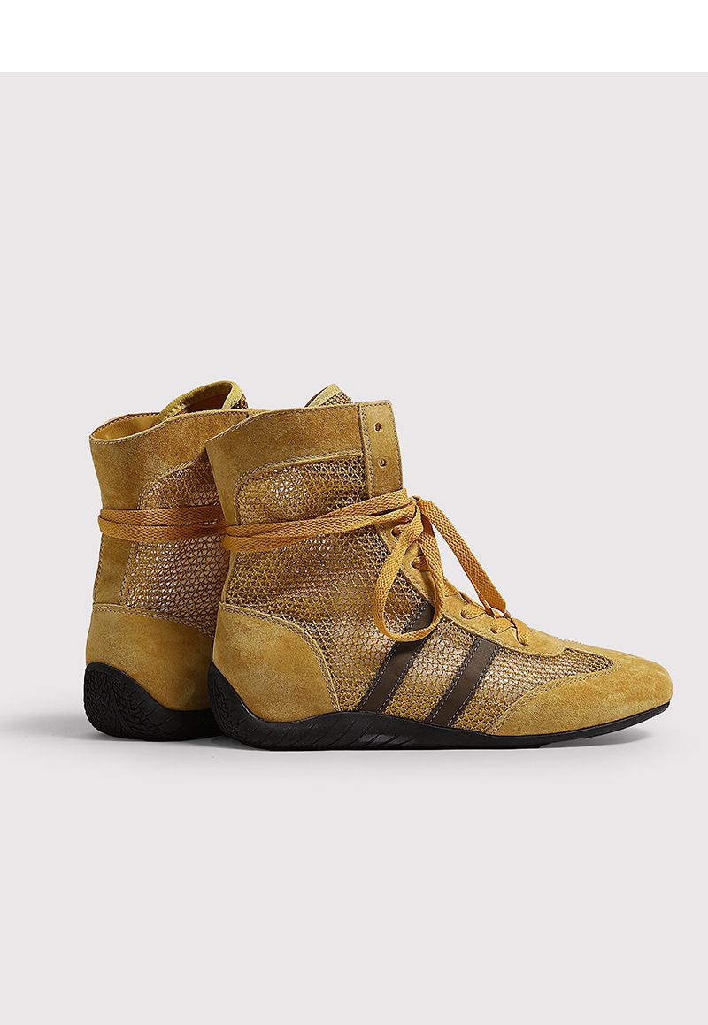 Stivali da boxe da donna con solette in lattice/Stivali da boxe traspiranti in rete cava Martin 2025, scarpe bianche di nuovo stile_voghion.com
