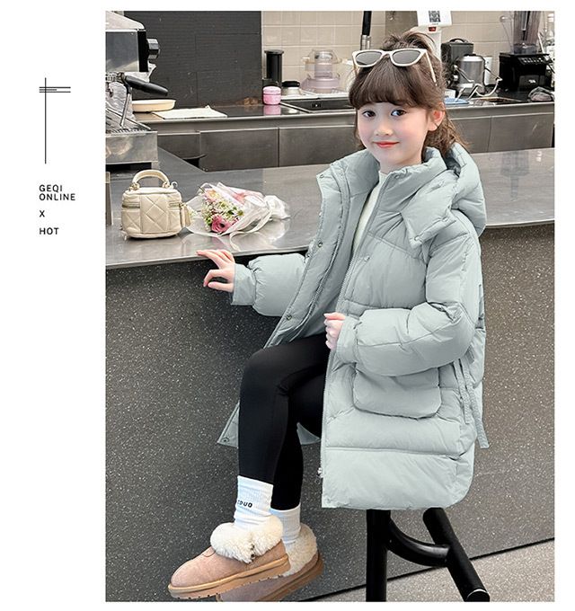 2025 Mädchen Mittellange Daunen-Baumwolljacke Außerhalb der Saison Ausverkauf Winter-Baumwollwattierte Jacke_voghion.com