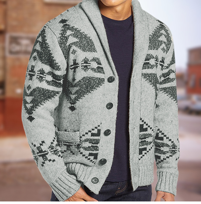Autumn and Winter New Men's Jacquard Outerwear Sweater Long Sleeve Knitted Coat Top SY0052_voghion.com