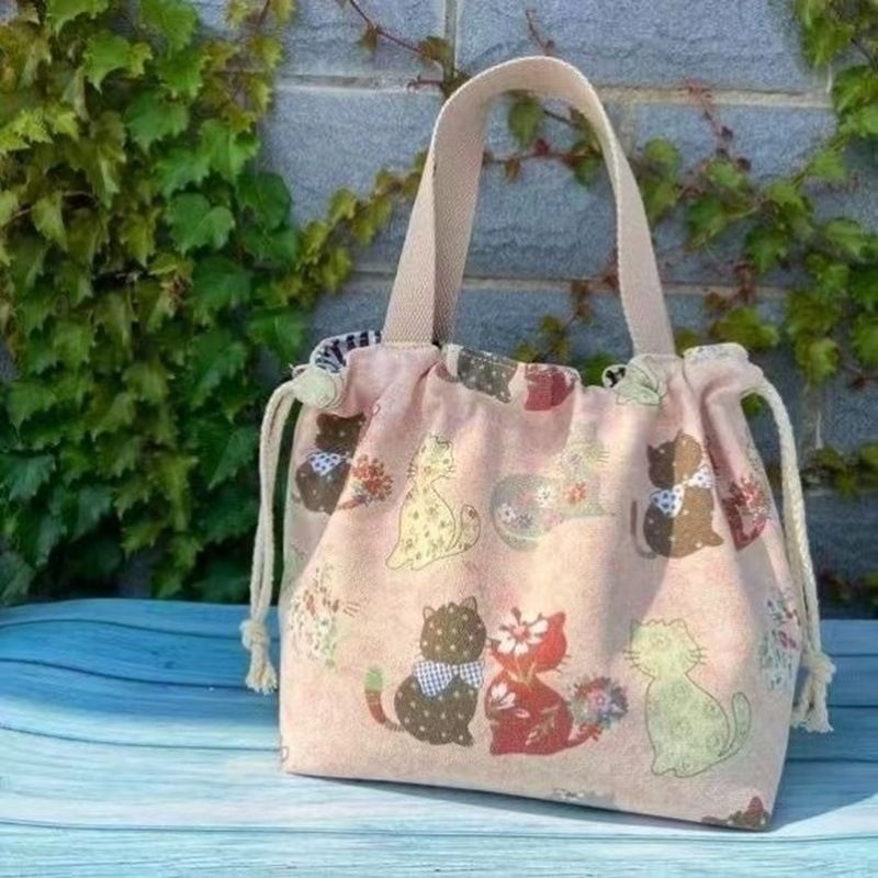 Kleine Tragetasche fürs Büro, für Pendler, vielseitig, handlich, verschiedene süße Damen-Lunchtasche aus leichtem Canvas_voghion.com