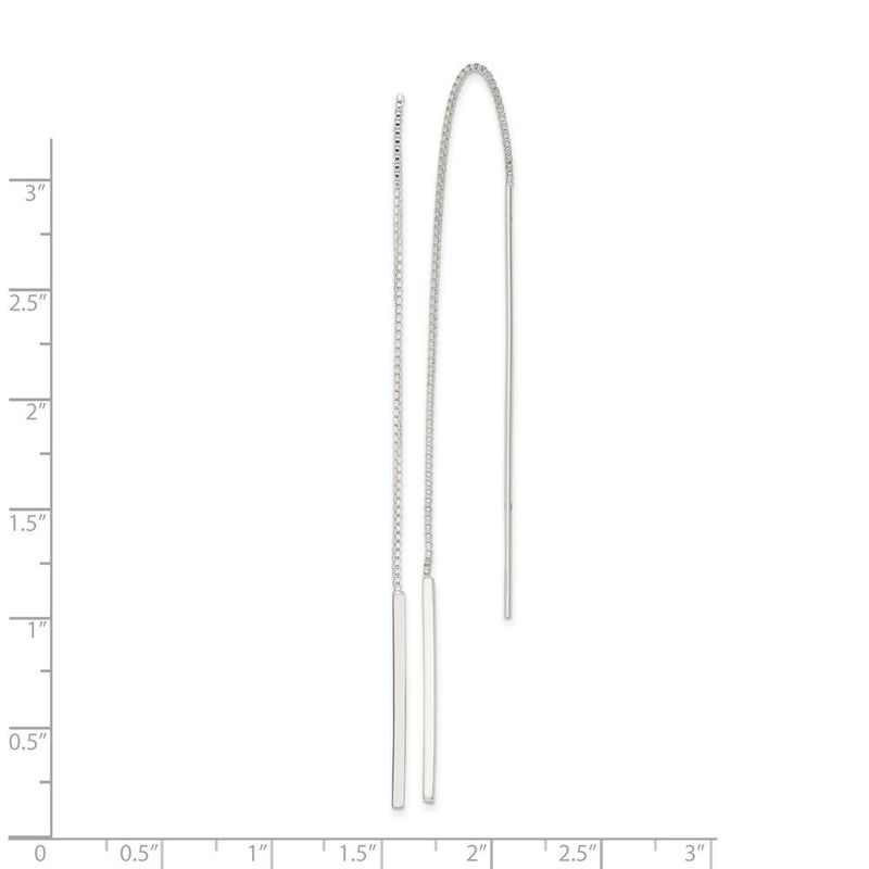 Sterling Silver Polished Bar Threader Earrings_voghion.com