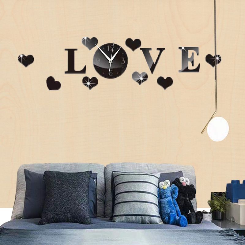 Three dimensional acrylic mirror self-adhesive living room background clock, creative wall decoration sticker_voghion.com