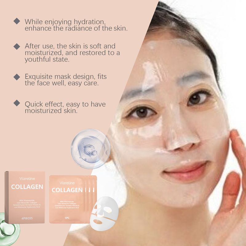 Viareline Collagen Facial Hydrating Texture Zartes Make-up Leichte feuchtigkeitsspendende Hautpflegemaske_voghion.com