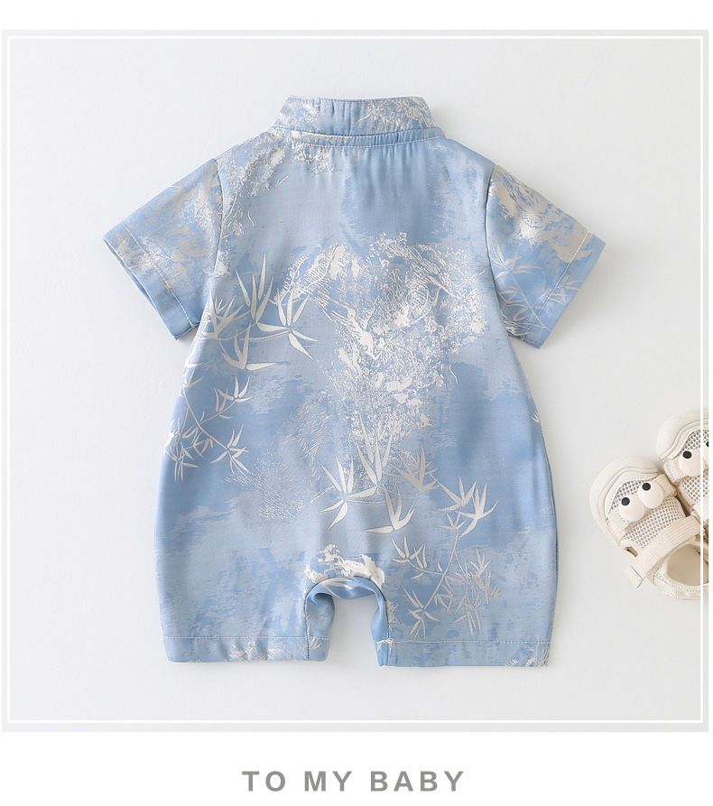 Full Month Baby Summer Short Sleeved Romper Baby Clothes 100 Day Stylish Jumpsuit Chinese Style Outing Summer Clothes Crawling Clothes_voghion.com