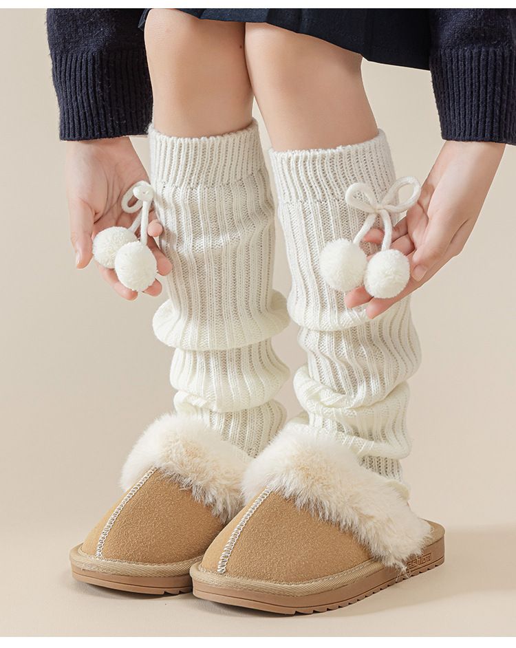 Calzini per bambini Mamma e Bambini Calzini per bambini autunno e inverno Calzini lunghi al polpaccio in maglia bianca Coprigambe Calzini caldi in pile Lolita Lolita_voghion.com