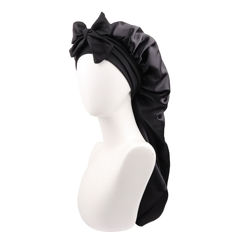 Hijab & Turban, doppellagig, Satin, lange Röhre, Schleife, Nachtmütze für Frauen mit elastischem Band, Seide, verlängerte Haarpflegekappe, doppelseitig tragbar_voghion.com