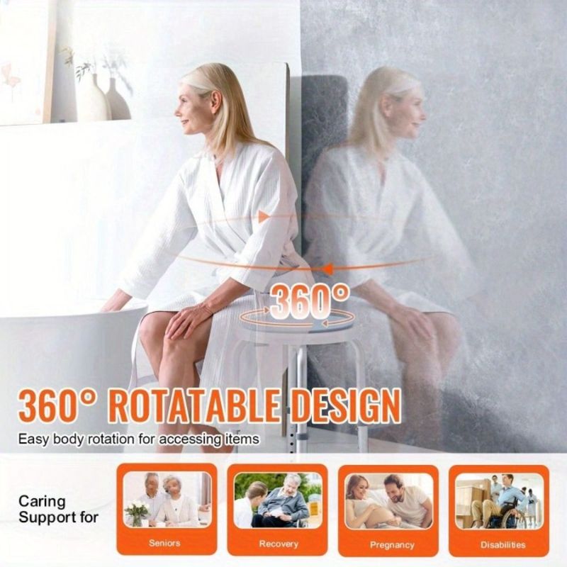 Sgabello per donne incinte con punte in gomma regolabili, adatto per anziani, sedia senza attrezzi + sedia antiscivolo sicura per disabili, 6 docce, 1 pezzo, 300 libbre_voghion.com