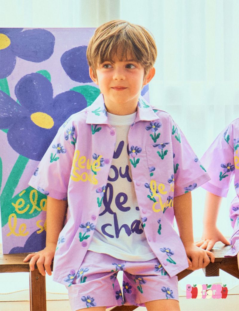 Παιδικά κοστούμια για αγόρια και κορίτσια 2025 Καλοκαίρι Νέο Παιδικό Σορτς με Κοντά Μανίκια σε Στυλ Κινούμενων Σχεδίων με Κοντά Μανίκια Bebebe_voghion.com