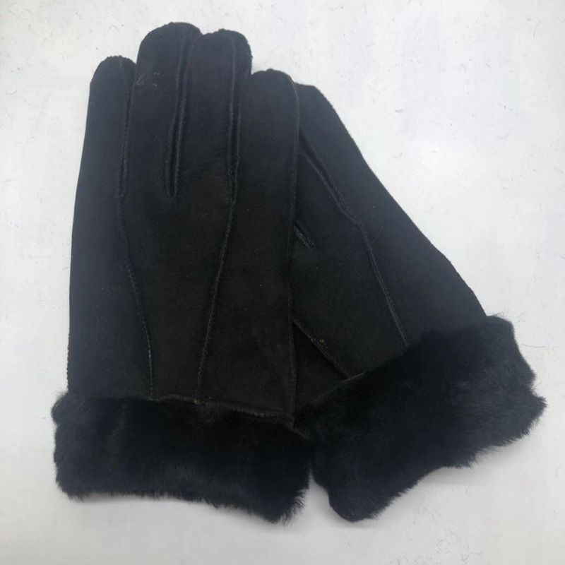 Gants d'extérieur coupe-vent en cuir véritable pour homme, automne et hiver, en daim, peau de mouton et laine, intégrés_voghion.com