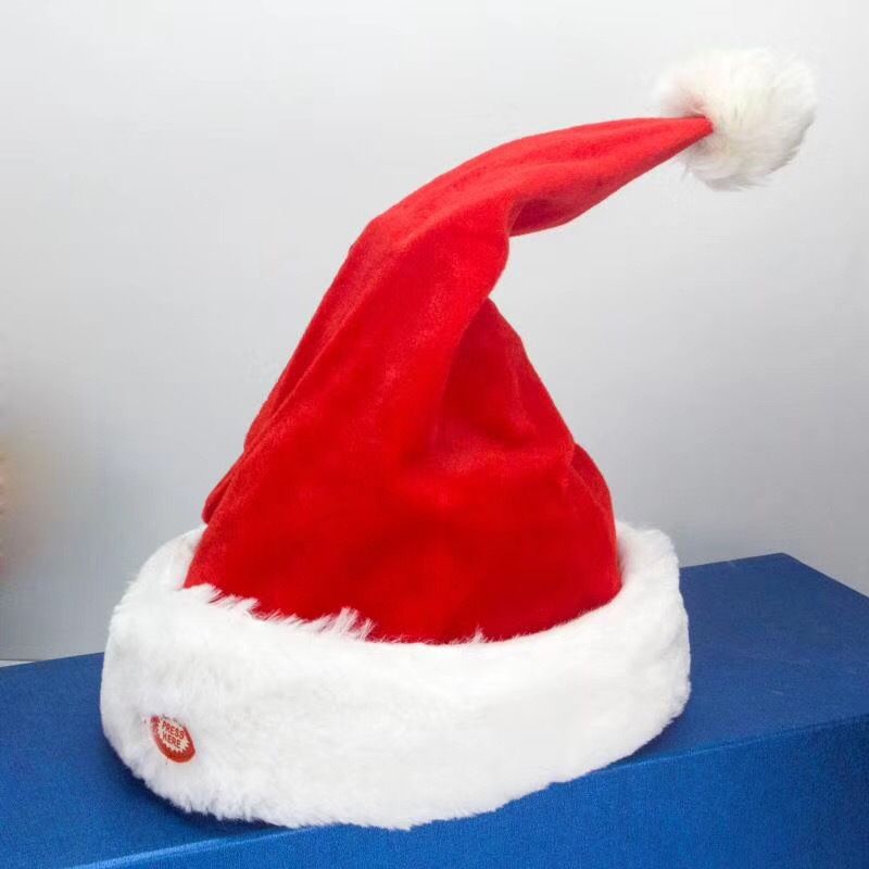 Christmas Festive Singing Dancing Santa Hat - Fluffy Electric Musical Cap With Fun Magic For Kids & Holiday Parties_voghion.com