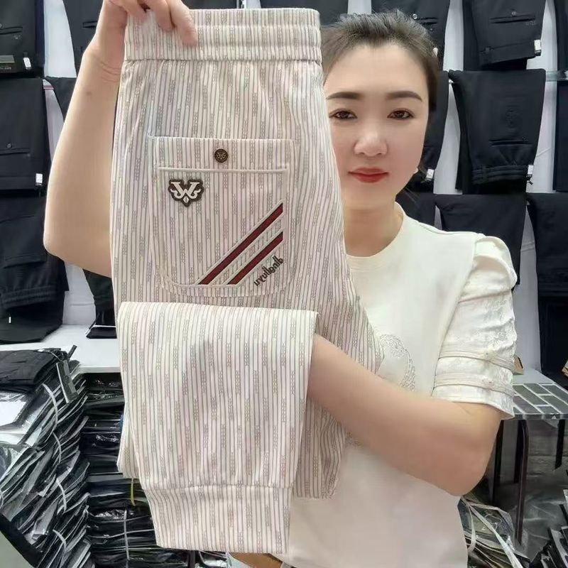 Herrenbekleidung Slim Fit Business Casual Hose - Leichte Polyester-Stretchhose mit Mikrostreifen für Büro und Alltag (Schwarz/Khaki/Creme)_voghion.com