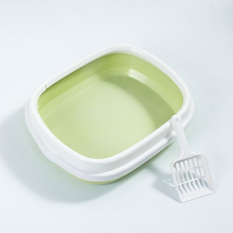 Grote halfgesloten kattenbak met anti-spatlaag in Scandinavische stijl, kattenbakschep, huisdierbenodigdheden_voghion.com