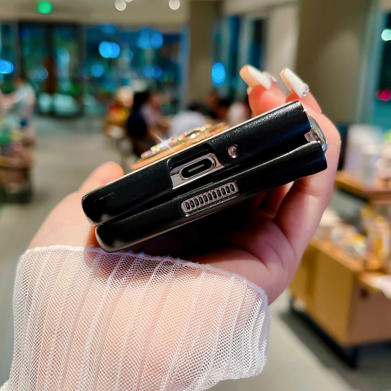 Pour Samsung Galaxy Z Fold 4 5 Mignon Diamant Papillon Coque Anneau Boucle Support Support Étui de Téléphone Couverture_voghion.com