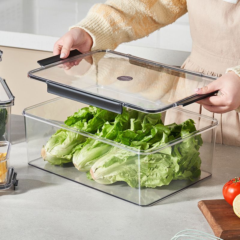 Boîte de conservation rectangulaire transparente en plastique pour fruits et légumes, idéale pour conserver la fraîcheur au réfrigérateur ou au congélateur._voghion.com