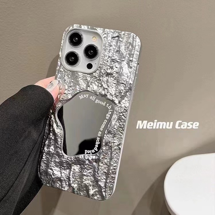 Mobile phone case for iPhone15 mobile phone case embossed rock pattern Internet celebrity mirror 14Promax Apple 13 protective cover new style_voghion.com