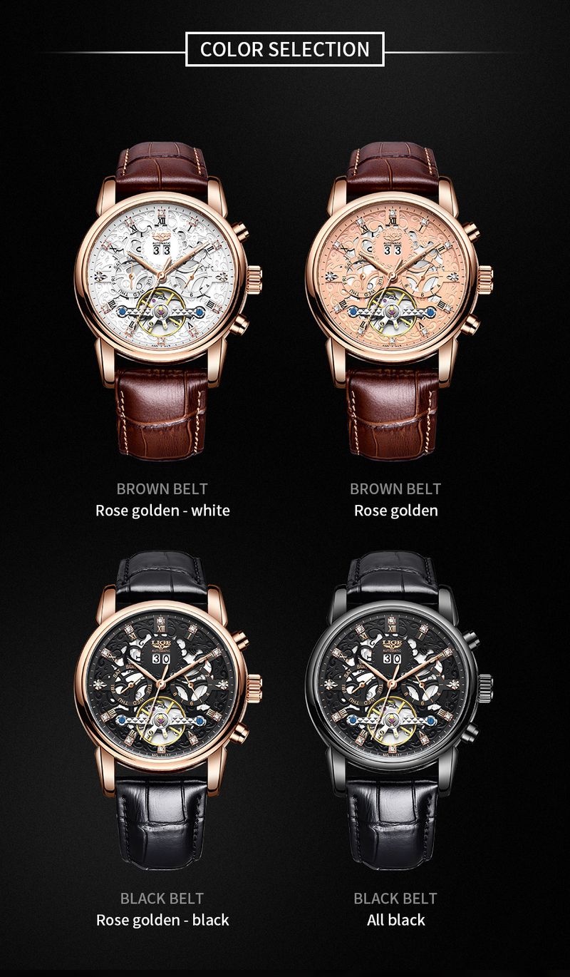 Orologio meccanico automatico scheletrato classico da uomo, impermeabile, cassa in acciaio inossidabile, vetro minerale, resistente all'acqua fino a 30 m, stile business_voghion.com