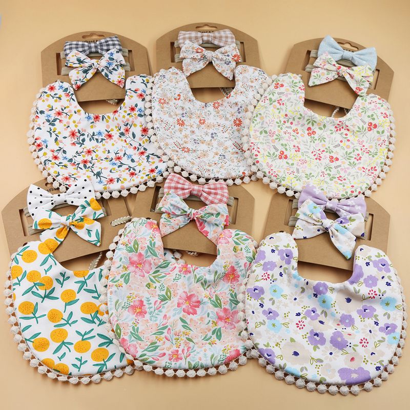 Ins Nieuwe Kinder Baby Speeksel Handdoek Linnen Katoen Comfortabel en ademend Bedrukking Dubbelzijdig Slab Hoofdband Set Boerendoeken_voghion.com