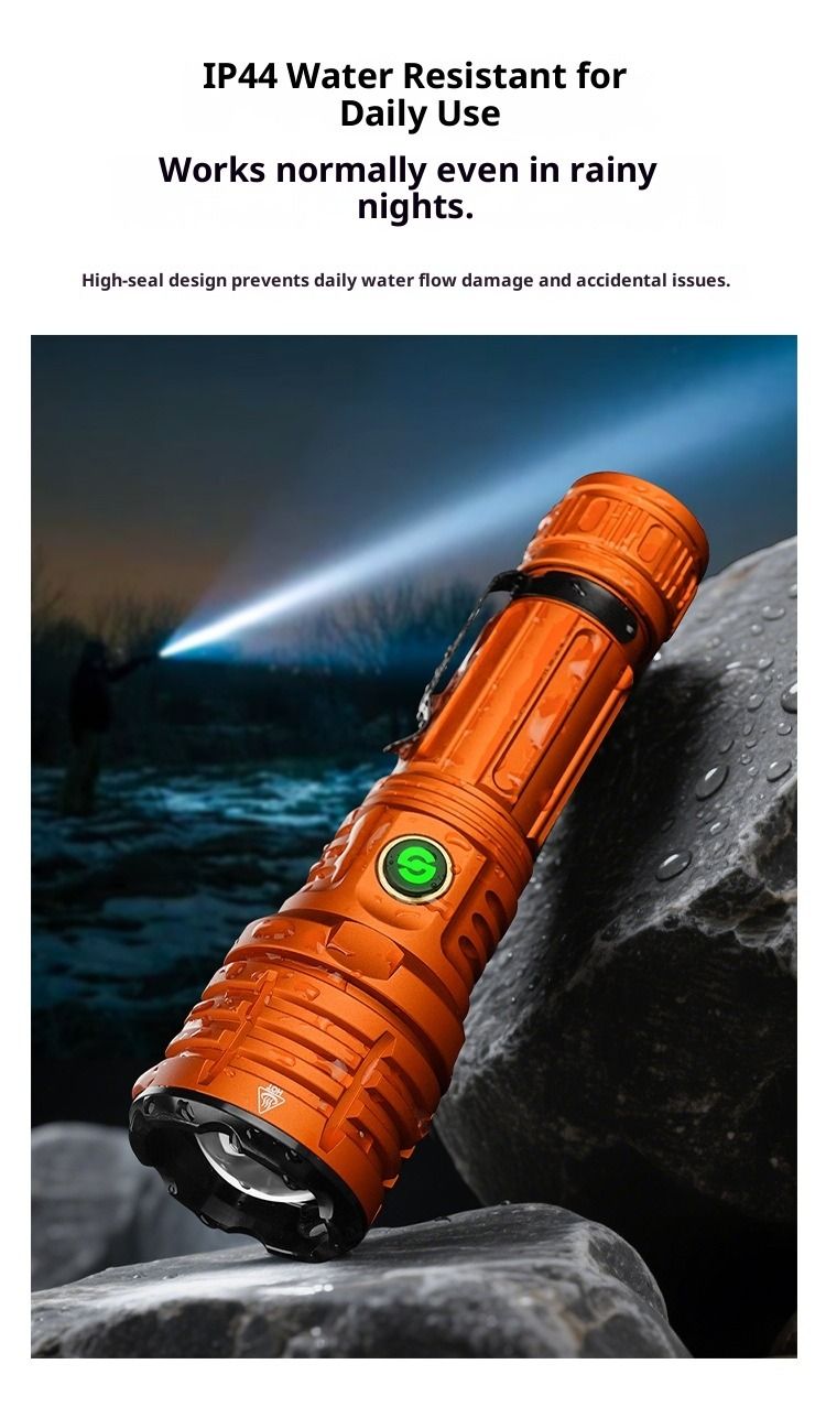 Cross-border New White Laser Ultra-bright Strong Light LED Lighting Flashlight Zoom Charging Outdoor Long-range High Power_voghion.com
