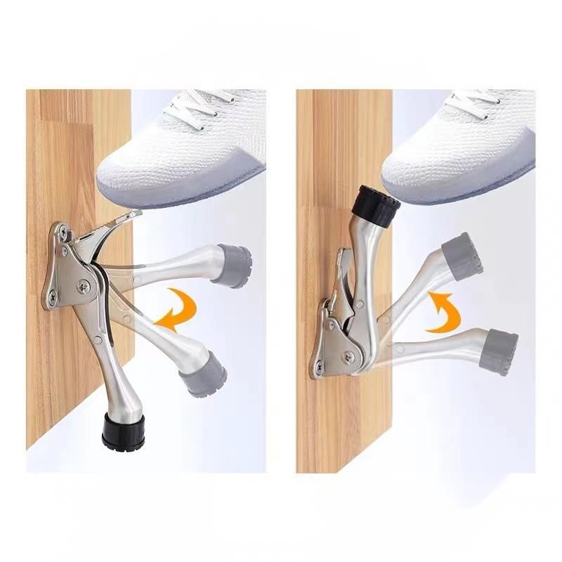 Batente de porta - Ponta de borracha ajustável | Níquel acetinado 4" | Resistente às intempéries_voghion.com