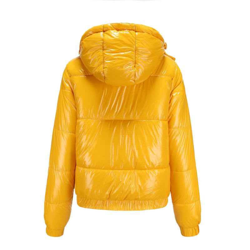 Giacca invernale leggera con cappuccio da donna, rivestimento impermeabile 20D, capospalla lucido a maniche lunghe per moda e comfort._voghion.com