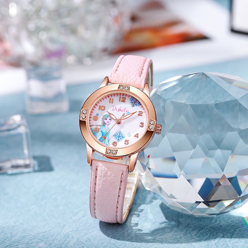 Rose Gold Inlaid Diamond Belt Ice Princess Student Watch Female Ins Style Minimalist High Appearance_voghion.com