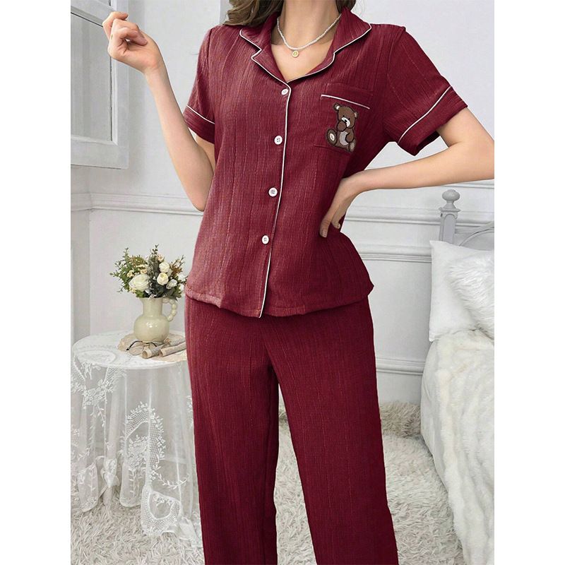 Conjunto de pijama de manga corta para mujer, cómodo y transpirable, de verano._voghion.com