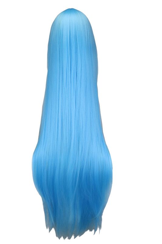 Kuum müüdav pikk sirge cosplay parukas lilla must punane roosa sinine tumepruun 100 cm sünteetilised juuksed parukad_voghion.com