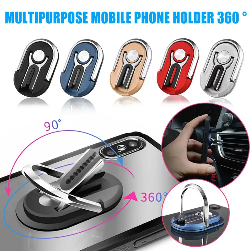 Multipurpose Mobile 360 Degree Car Air Vent Grip Mount Stand Rotation Magnetic Finger Ring Phone Holder Bracket_voghion.com