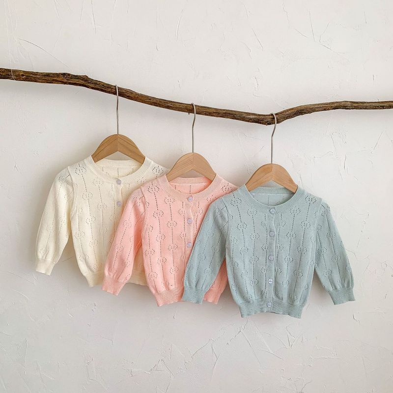 2024 Spring/Summer New Sweet Princess Solid Cardigan Sunscreen Air Conditioning Shirt Long sleeved Knitted Hollow Coat 3_voghion.com