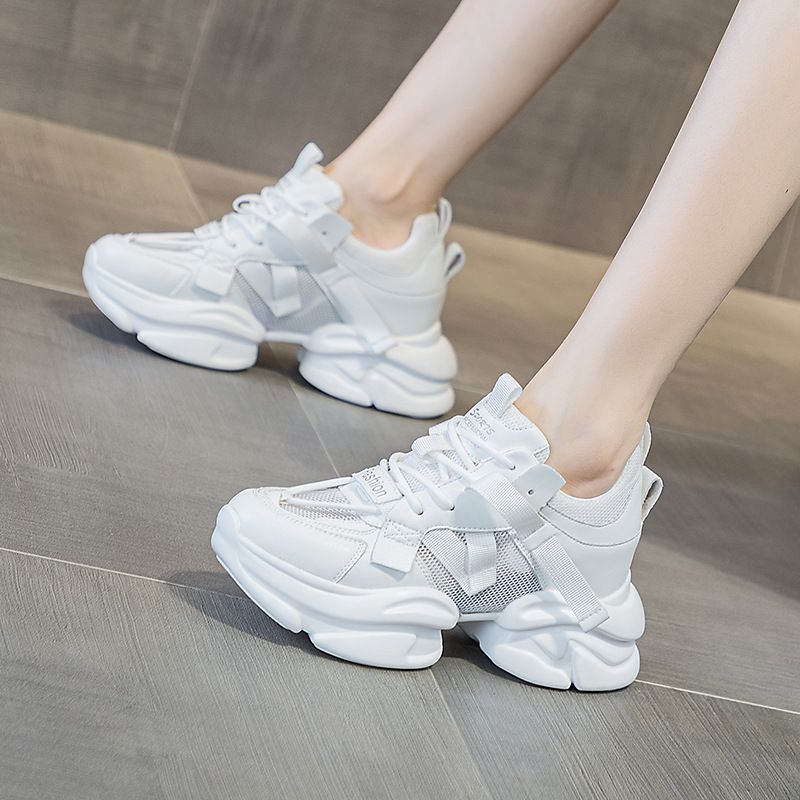 Dickbesohlte Erhöhungsschuhe Tanzschuhe Daddy-Schuhe Lederoberfläche Weiche Sohle Sport Freizeitschuhe Damen_voghion.com