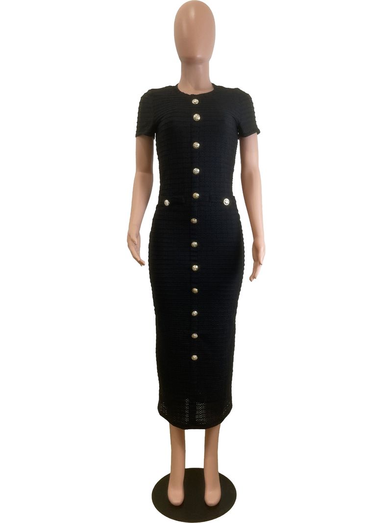 Abito a maniche corte in maglia retrò slim fit da donna_voghion.com
