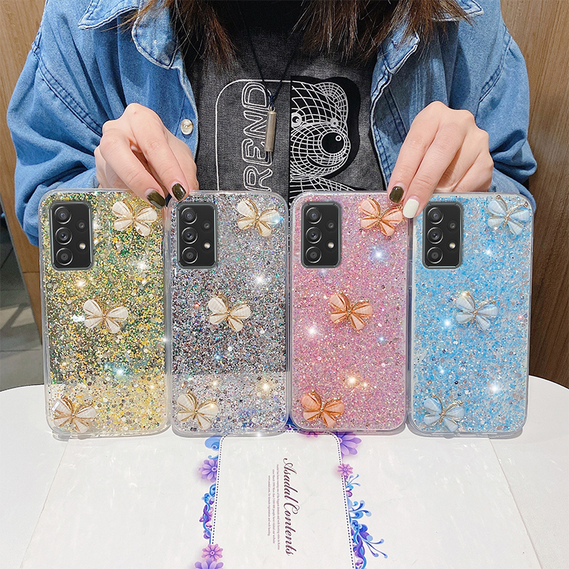3D Kelebek Simli Payetler Yumuşak Silikon Kılıf Xiaomi POCO X3 NFC M3 F3 X2 Mi 10T Lite Mi 11 Redmi Note 7 Arka Kapak_voghion.com